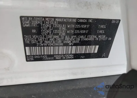 2021 Toyota Rav4 Xle из США, поврежденный, VIN 2T3W1RFV0MC086086